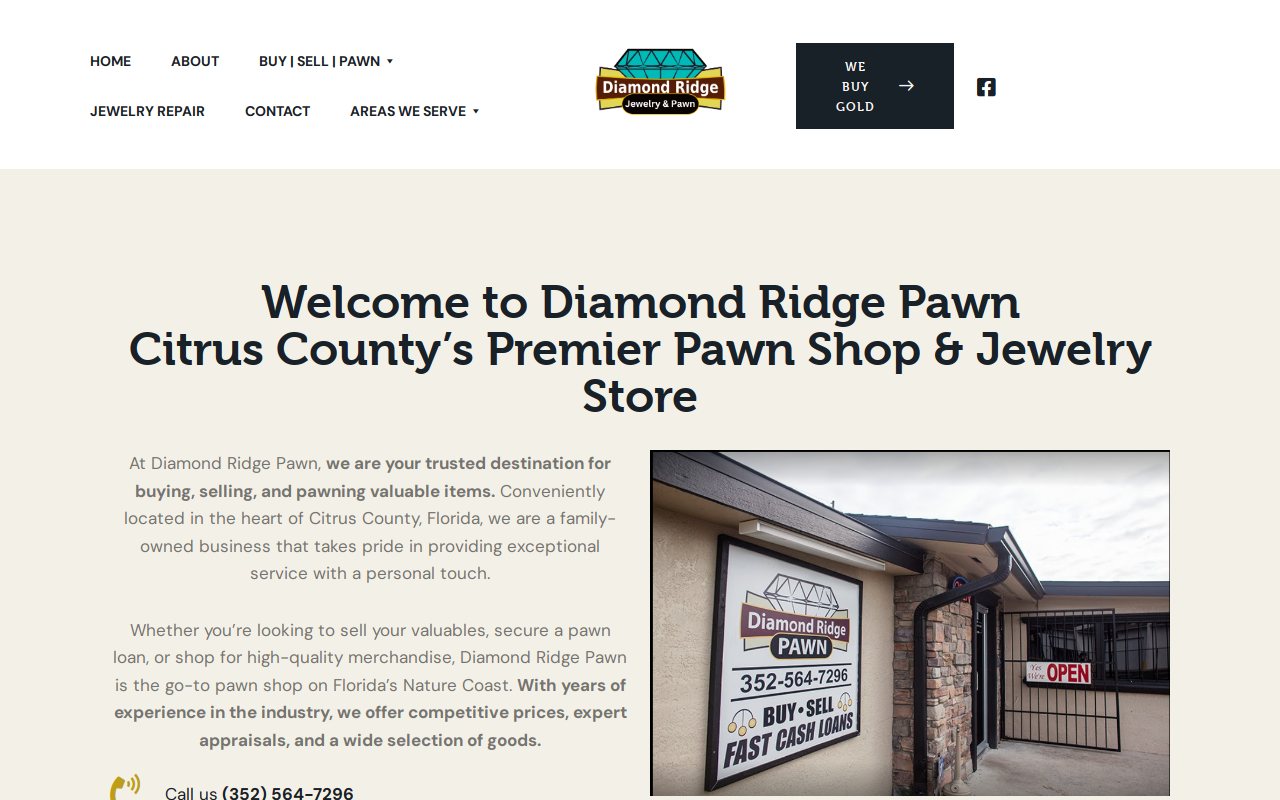 Diamond Ridge Pawn website preview