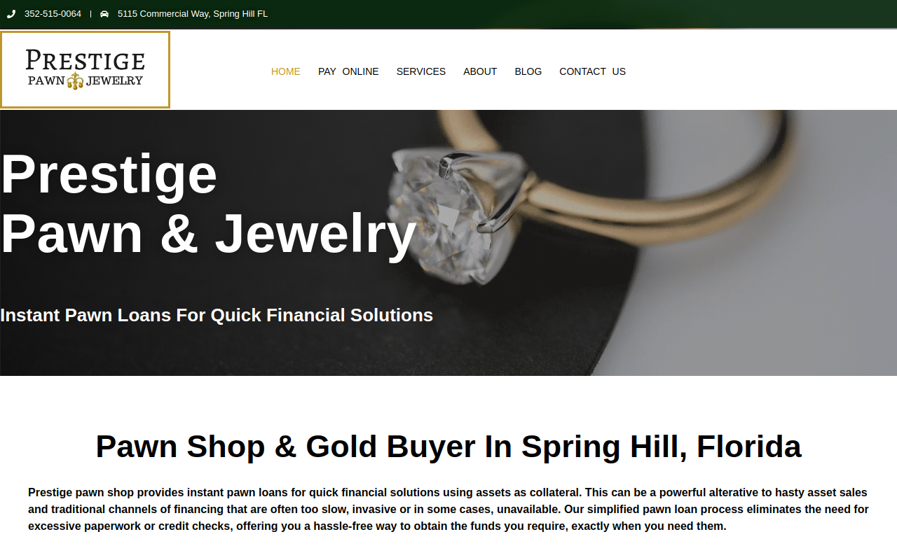 Prestige Pawn & Jewelry website preview