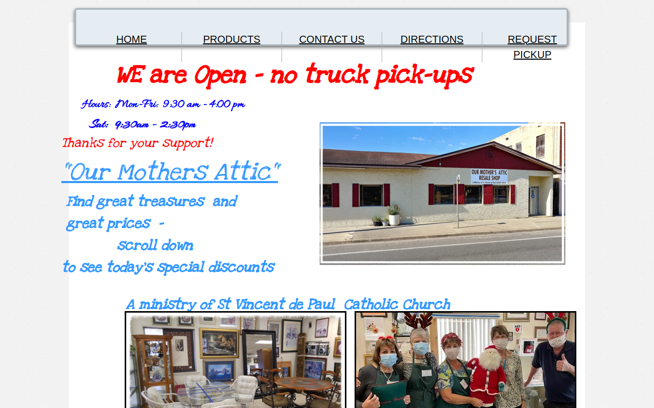 Our Mothers Attic website preview