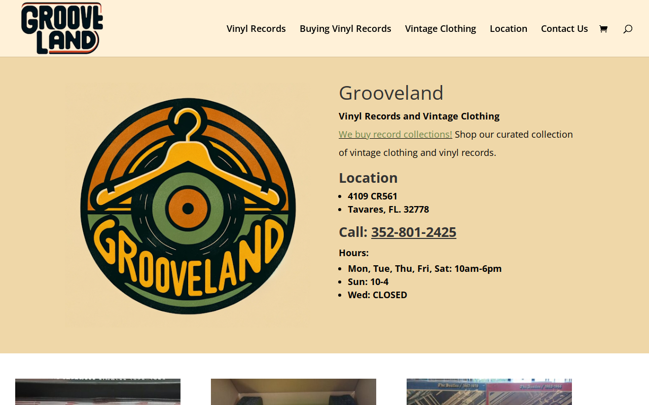 Grooveland Vintage & Vinyl website preview