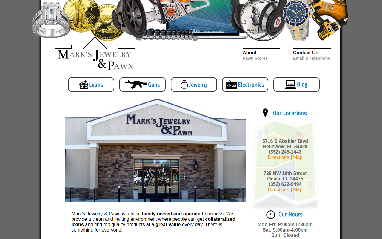 Mark's Jewelry & Pawn of Ocala website preview