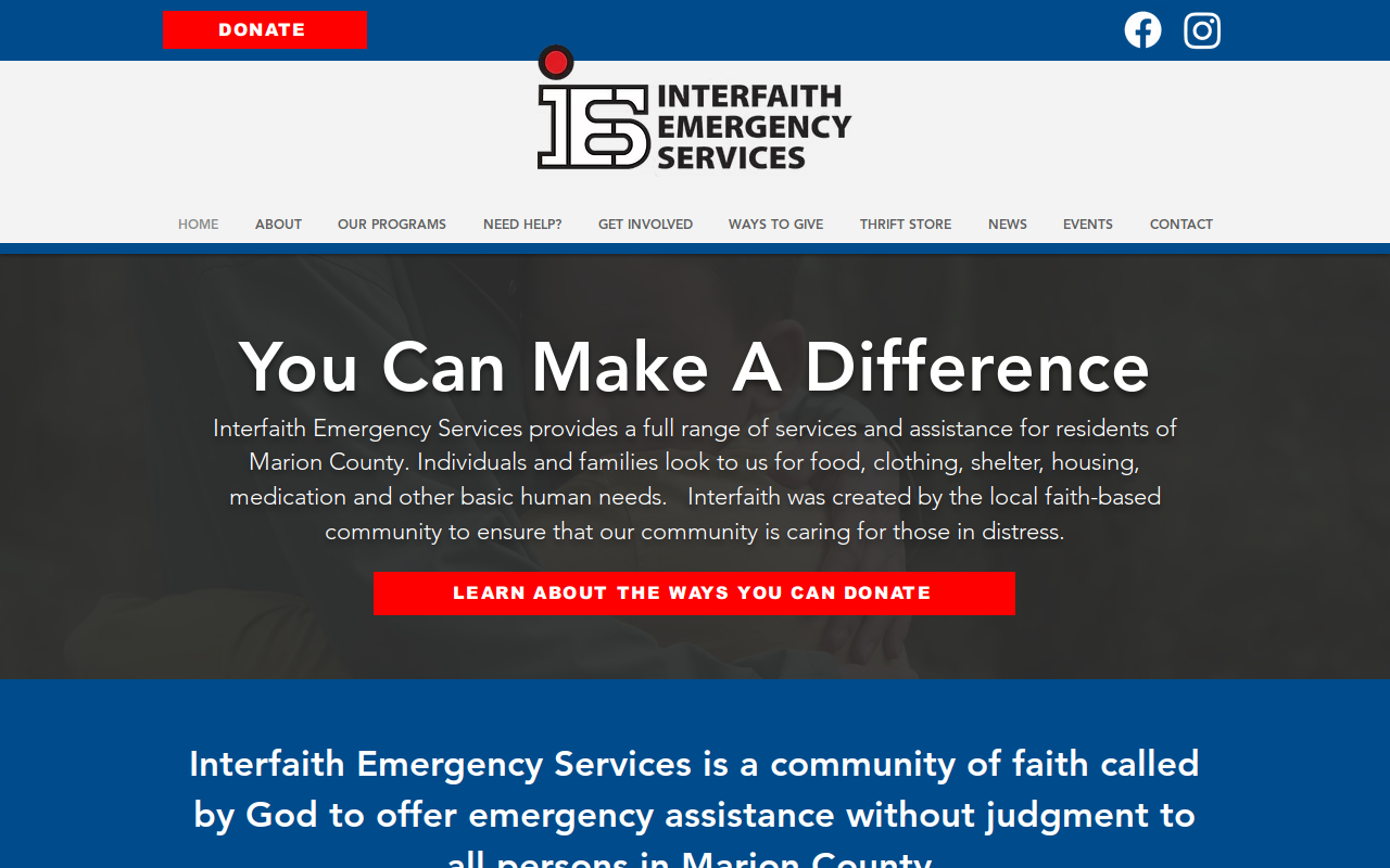 Interfaith Emergency Services Thrift Store website preview