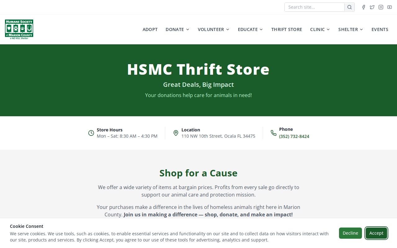 Humane Society of Marion County Thrift Store website preview