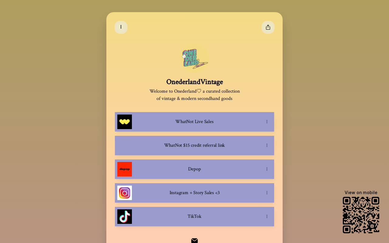 Onederland Vintage website preview