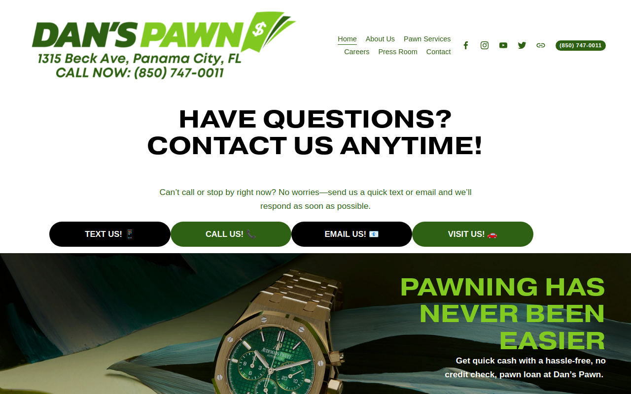 Dan's Pawn - Springfield website preview