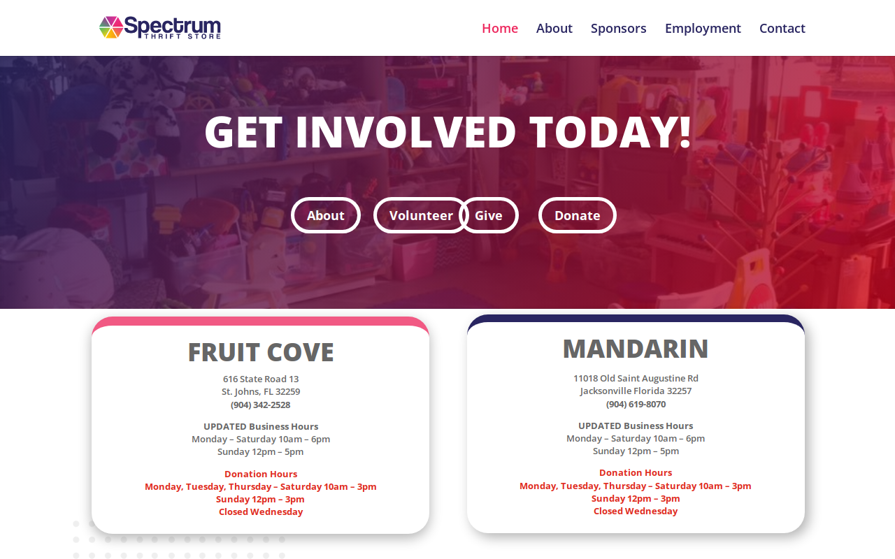 Spectrum Thrift Store website preview
