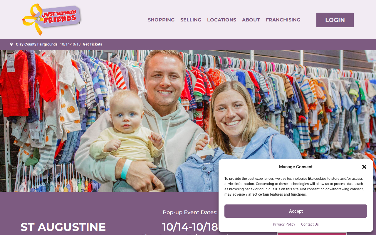 Just Between Friends of St Augustine website preview