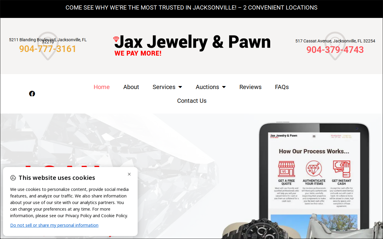 Jax Jewelry & Pawn website preview