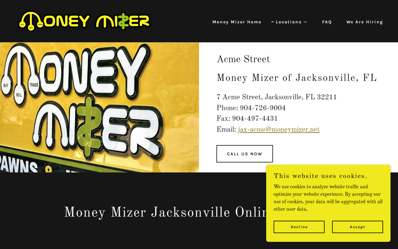 Money Mizer Pawn & Jewelers Jacksonville website preview