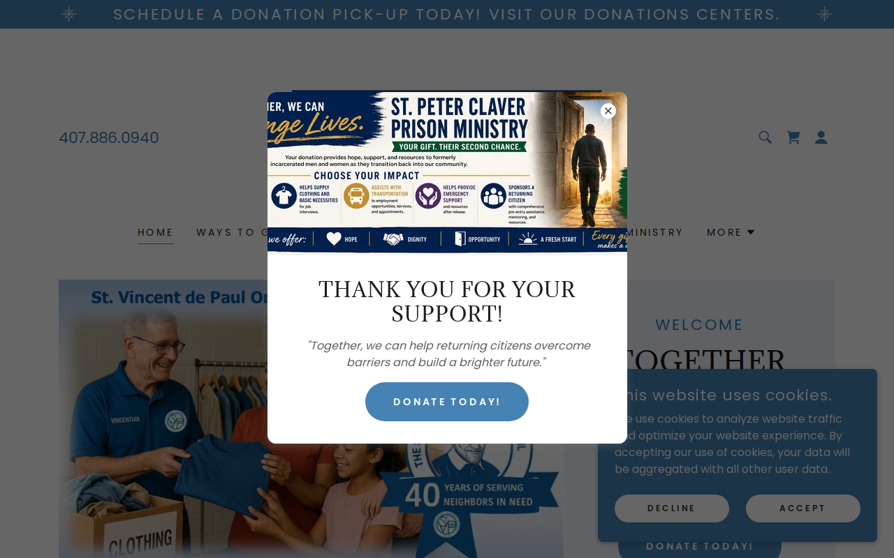SVDP Orlando Thrift Stores website preview