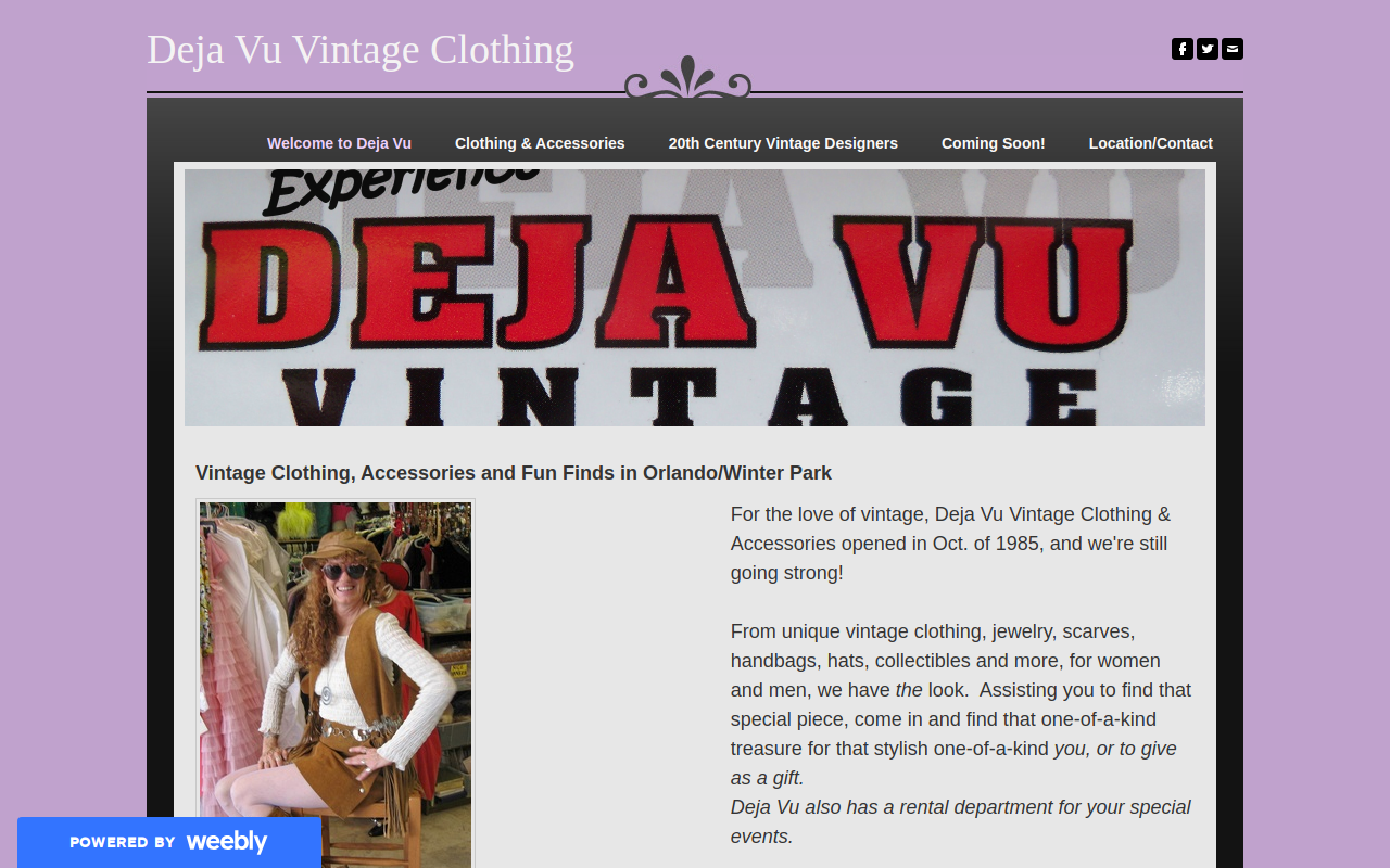 Deja Vu Vintage Clothing website preview
