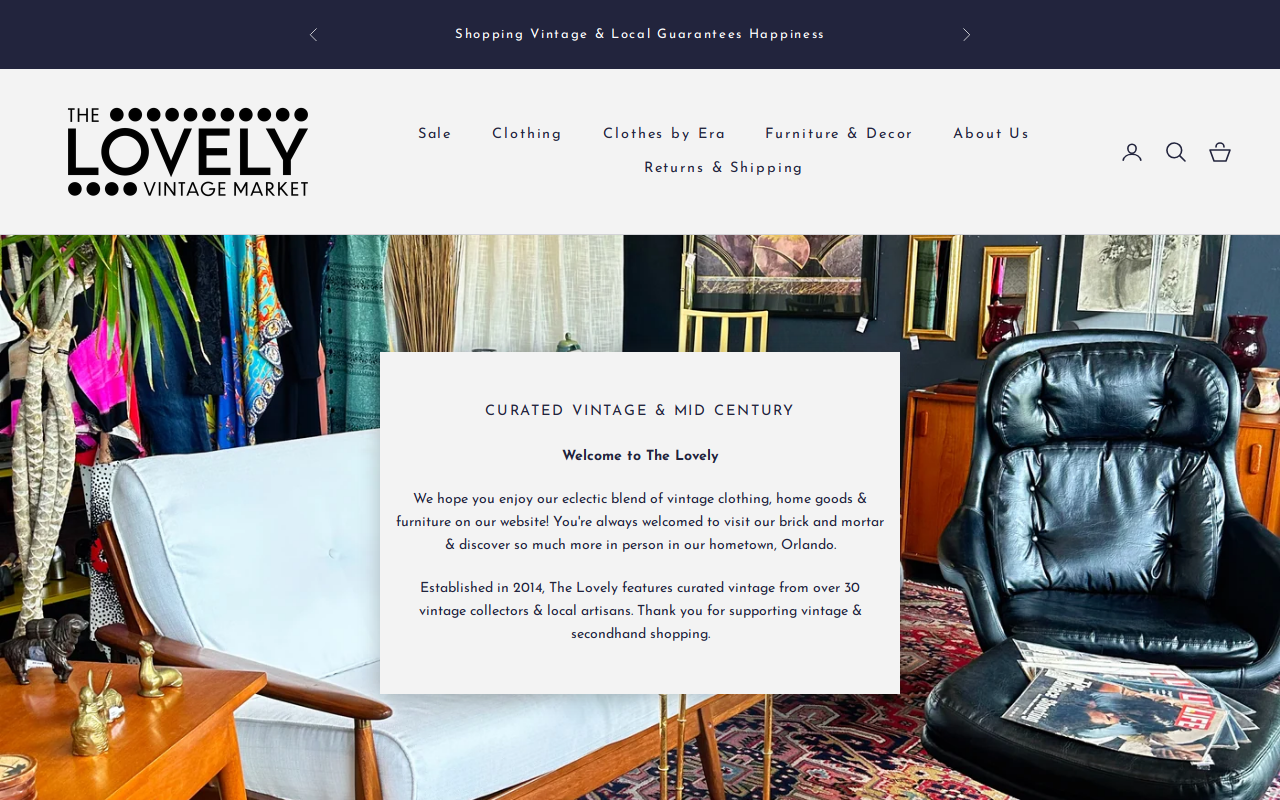 The Lovely Vintage Market website preview