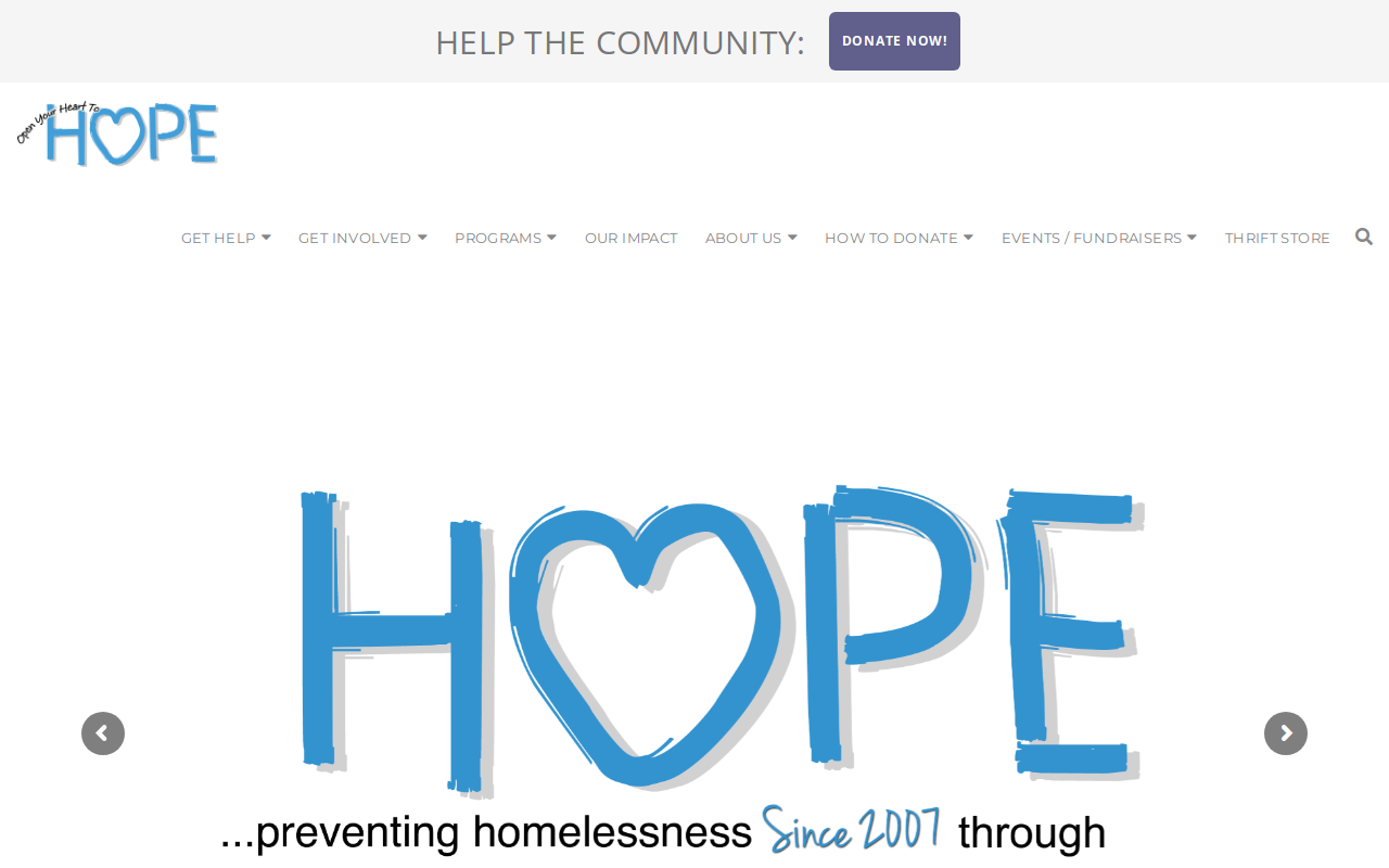 The HOPE Chest Thrift Store and Boutique website preview