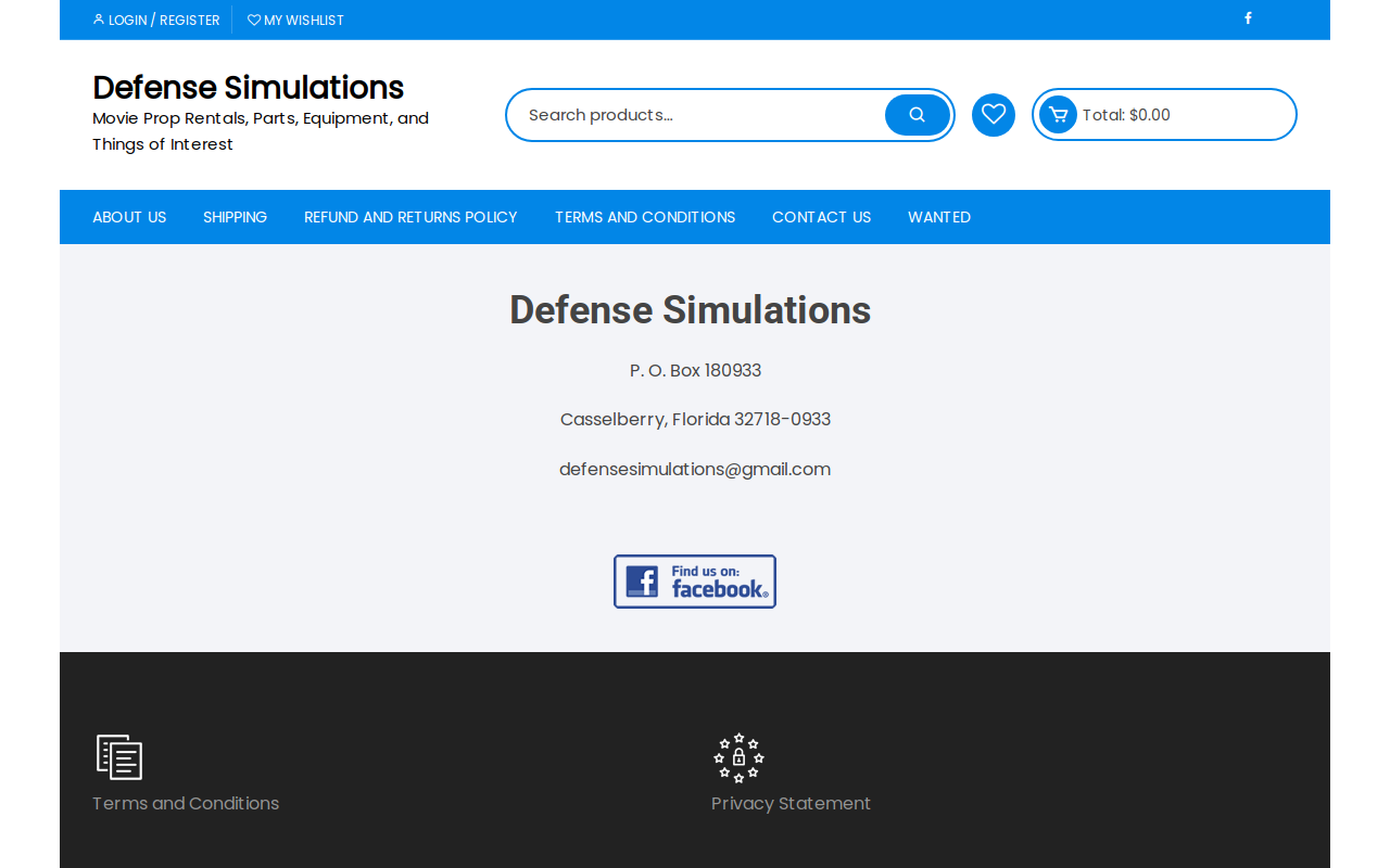Defense Simulations website preview