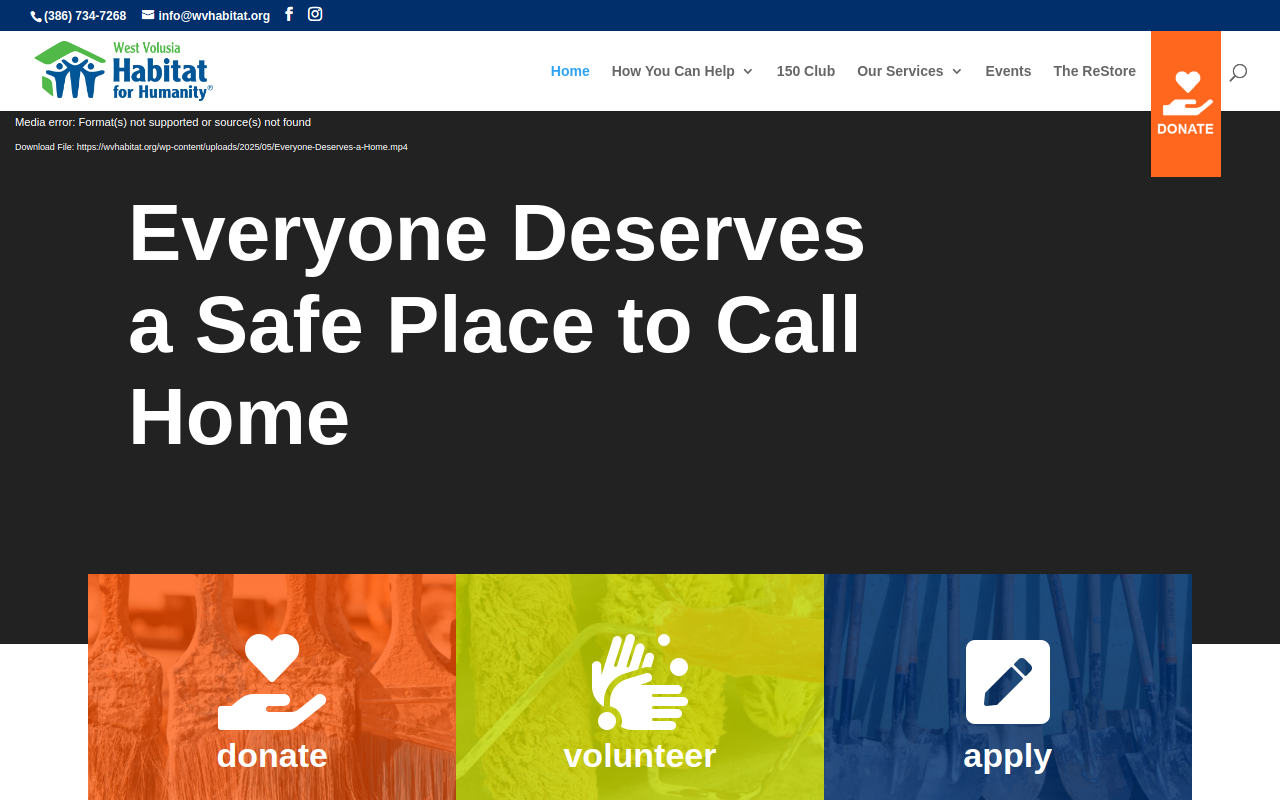 West Volusia Habitat For Humanity In Deland website preview