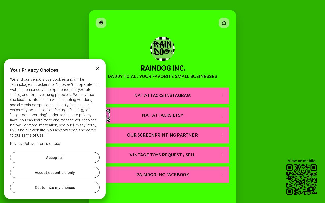Rain Dog Inc Retro Shop website preview