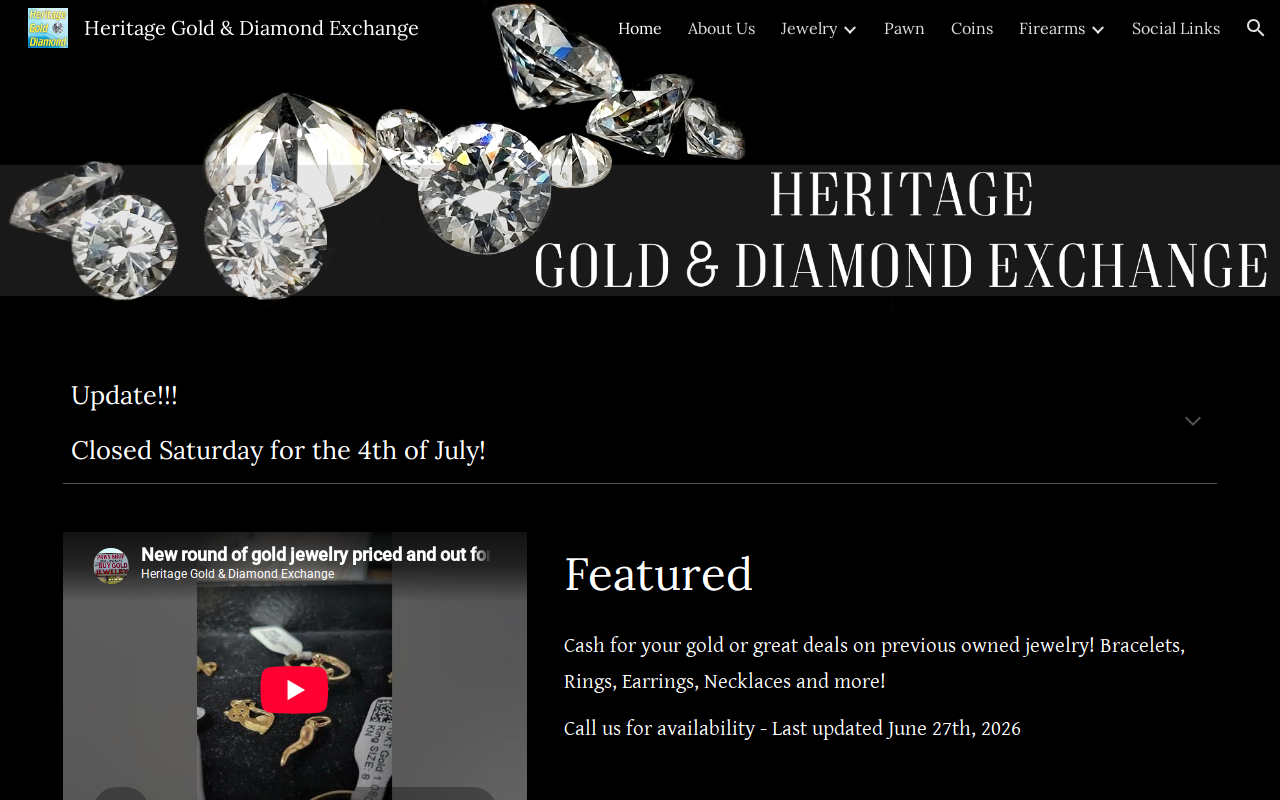 Heritage Gold & Diamond Exchange website preview