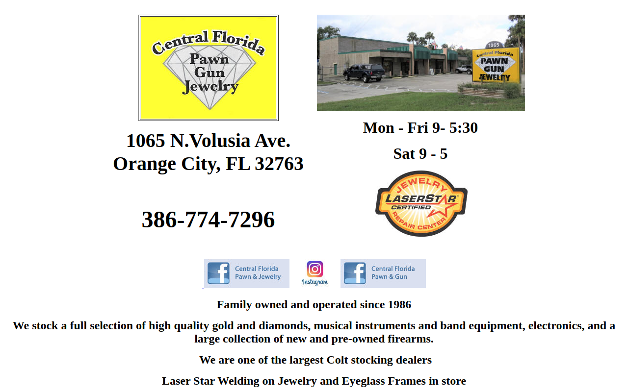 Central Florida Pawn website preview