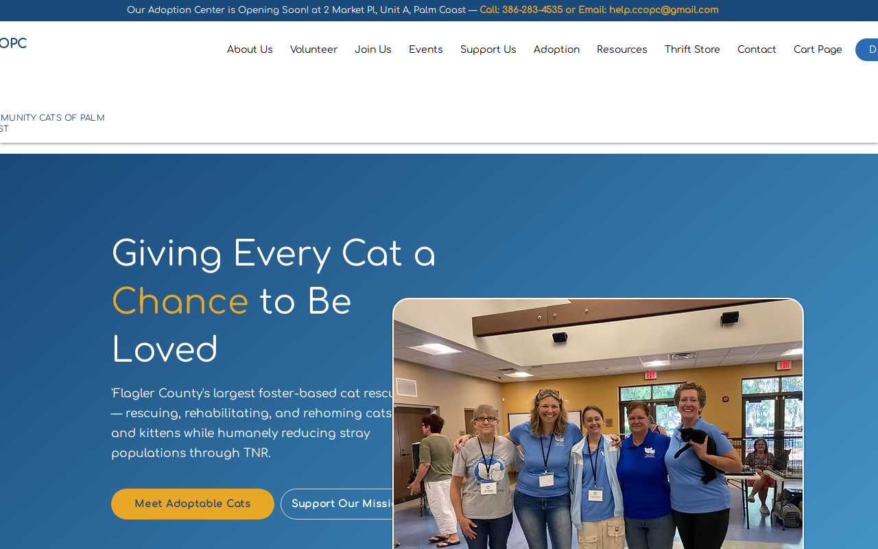 Community Cats of Palm Coast Thrift Store website preview