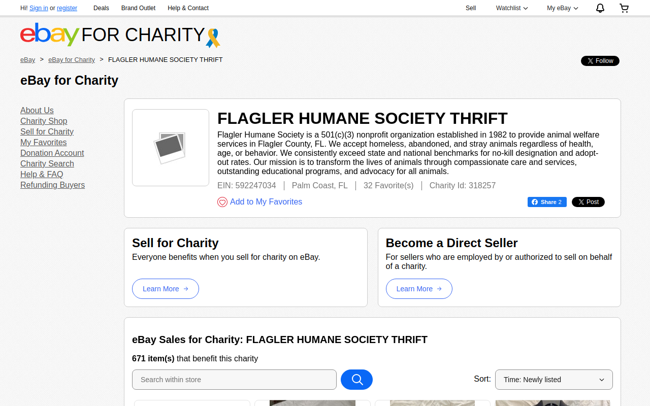 FHS Thrift Store website preview