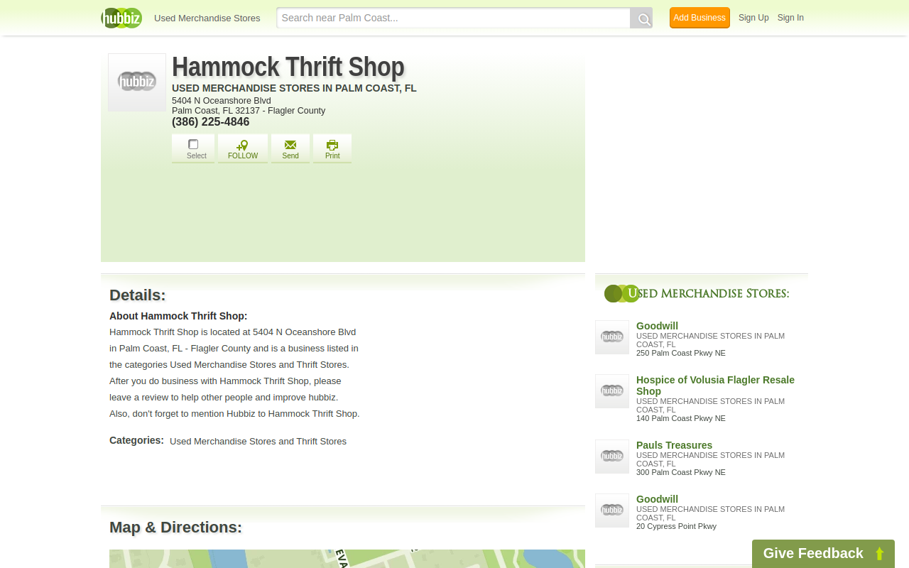 Hammock Thrift Shop website preview