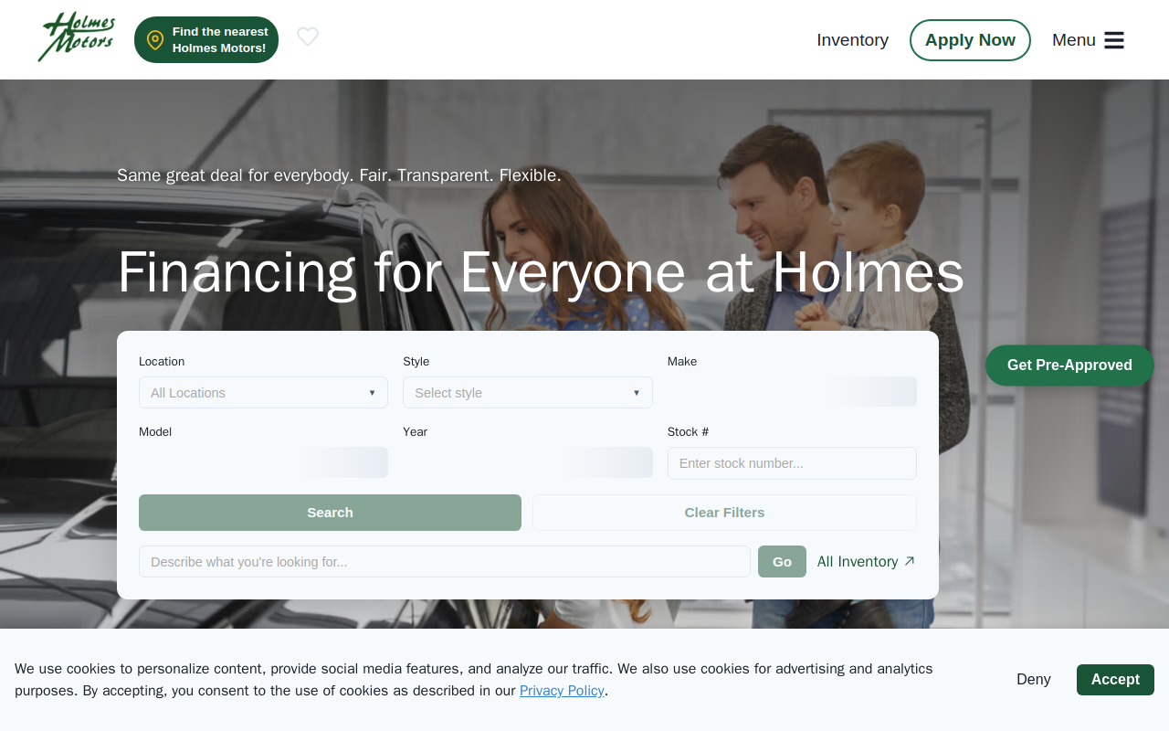Shop Holmes Motors website preview