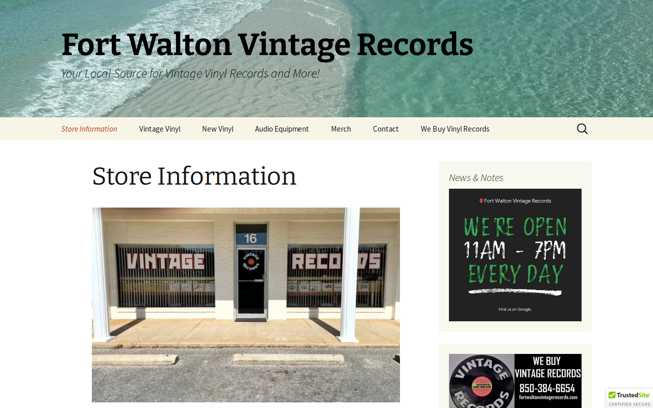 Fort Walton Vintage Records website preview