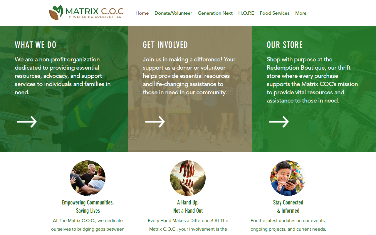 The Matrix Community Outreach Center website preview