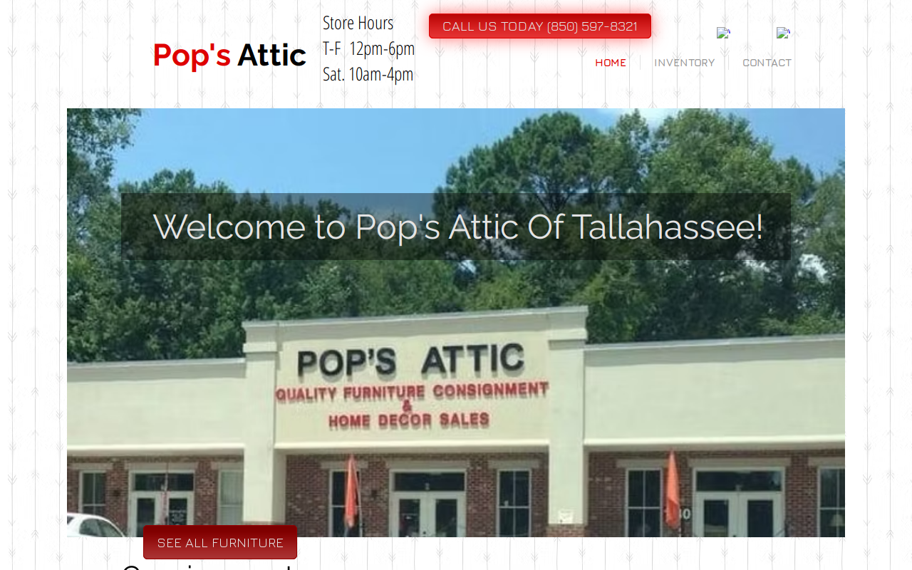 Pop's Attic website preview