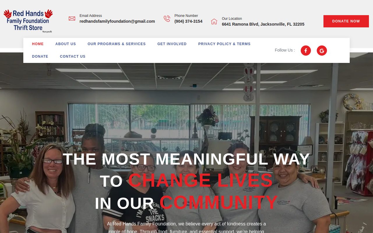 The Red Hands Family Foundation website preview