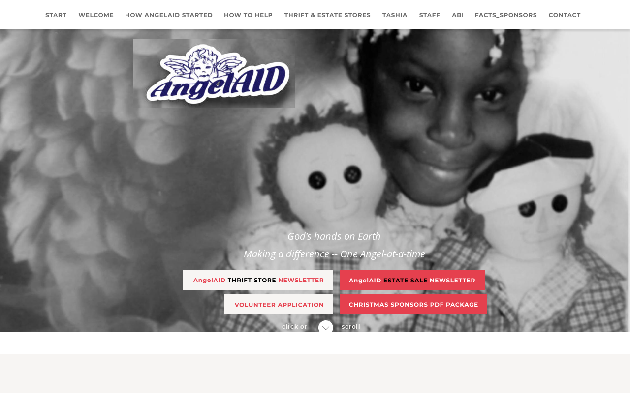 Angel Aid Thrift Store website preview