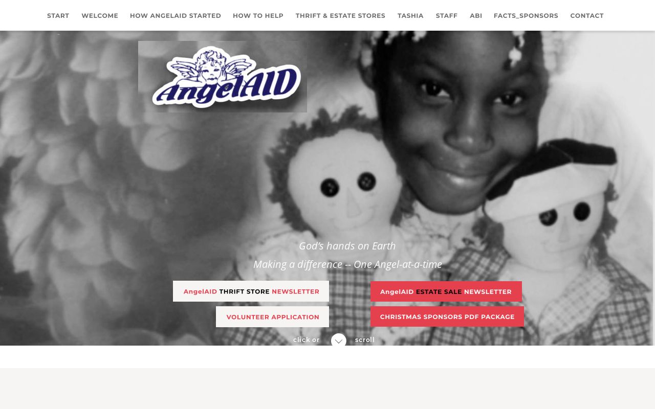 Angelaid Thrift Store website preview