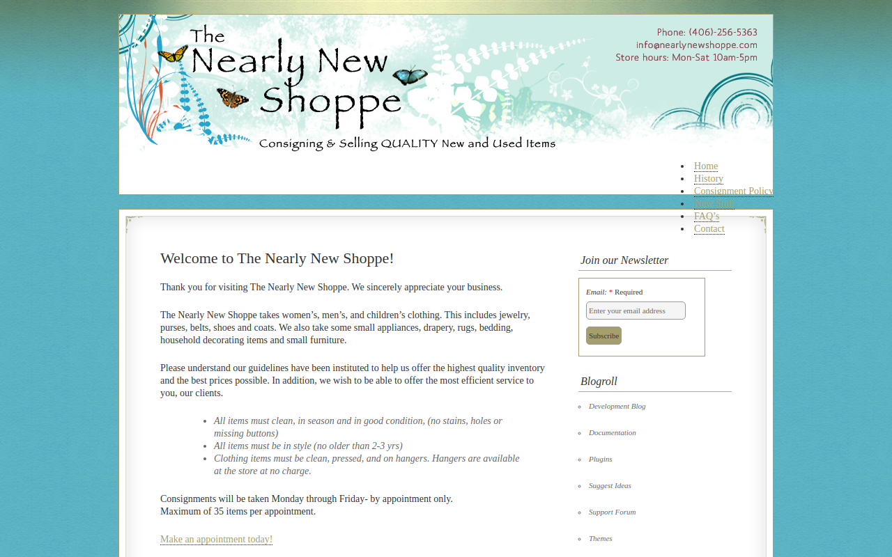 Nearly New Shoppe website preview