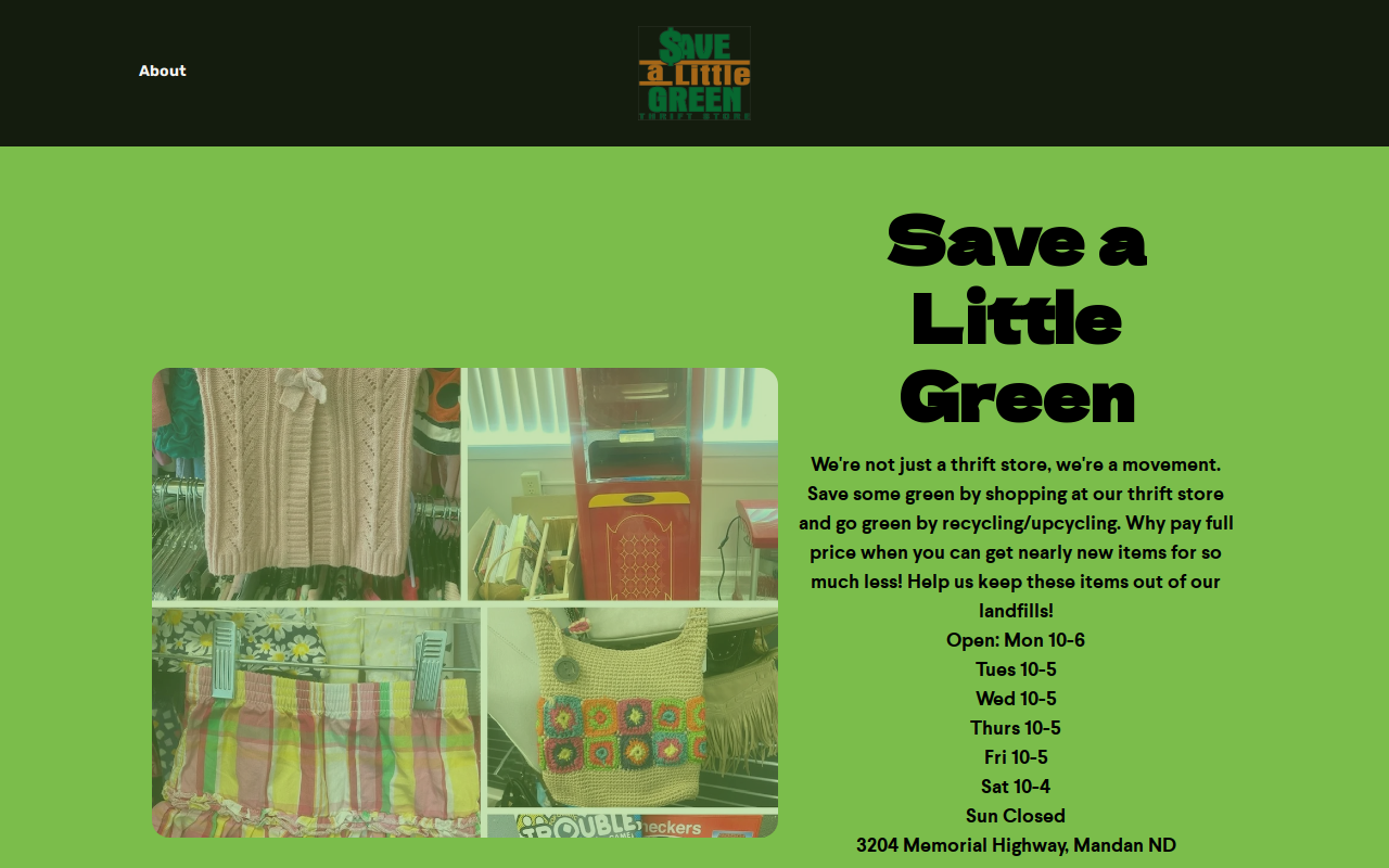 Save A Little Green LLC Donation Site and Thrift Store website preview