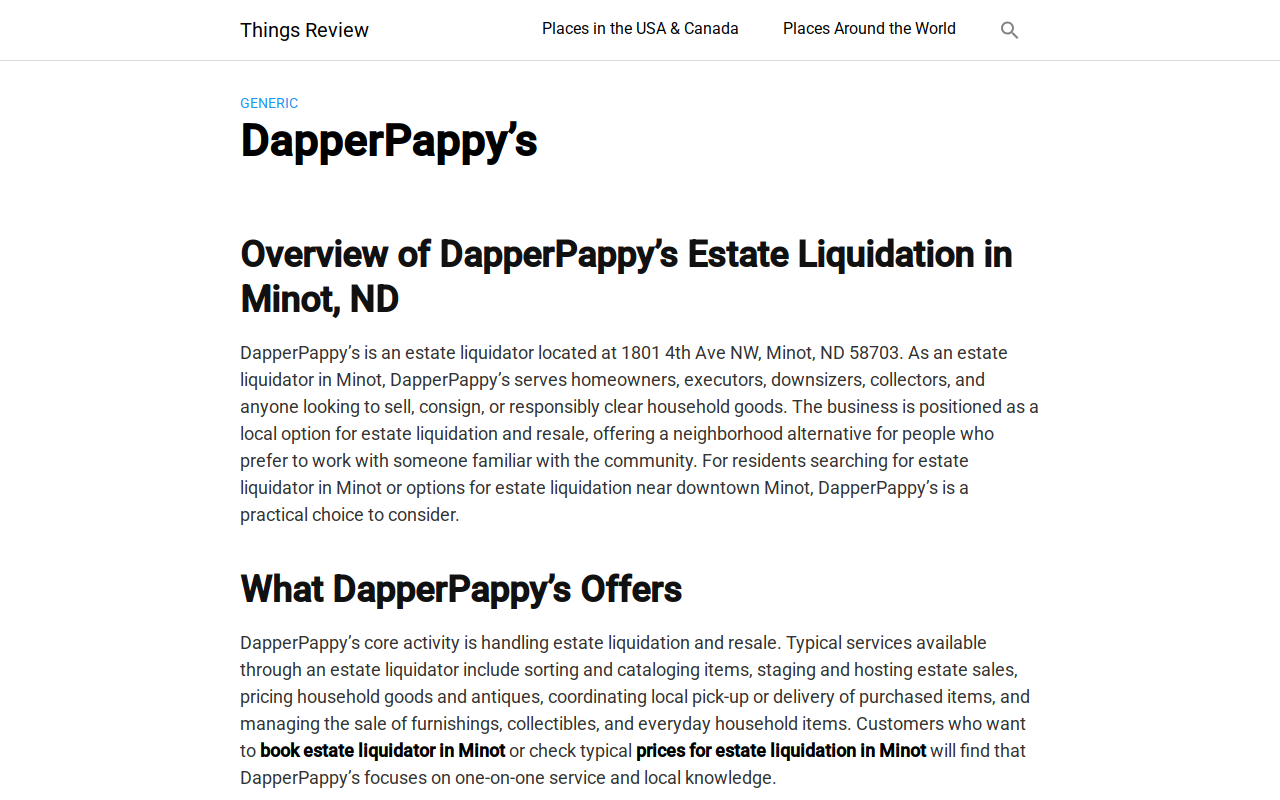 DapperPappy's Estate Room & Online Auction website preview