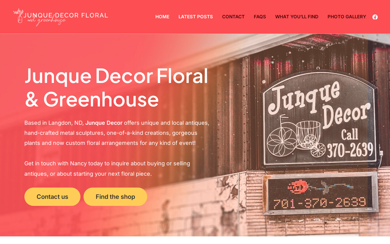 Junque Decor Floral and Greenhouse website preview