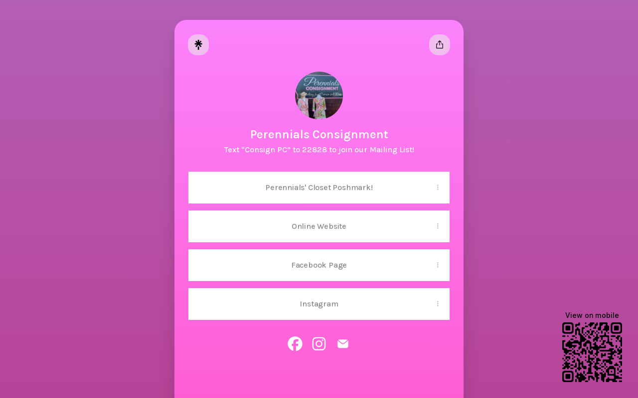 Perennials Consignment website preview