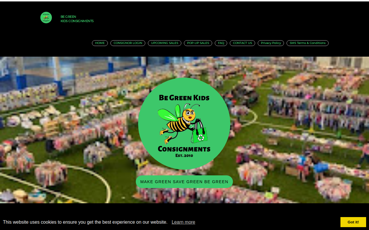 Be Green Kids Consignments website preview