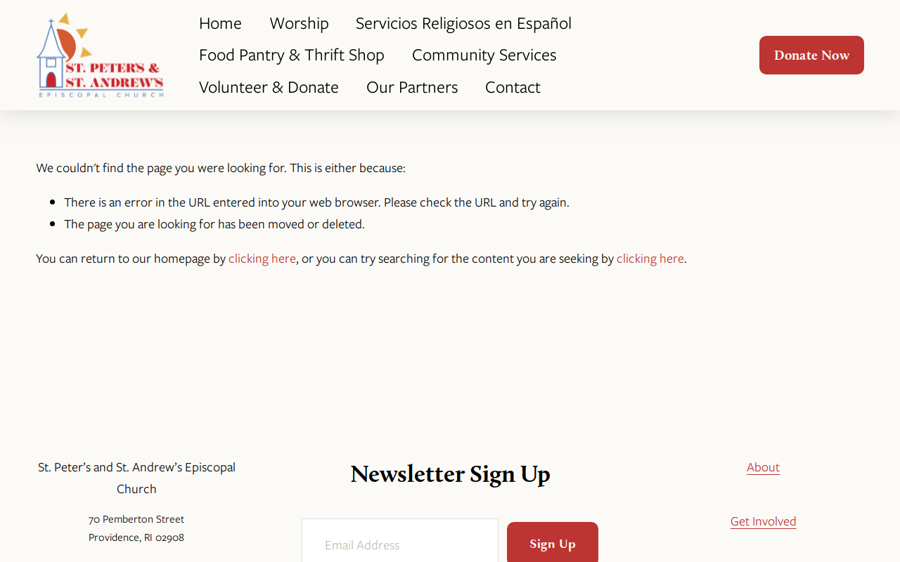 Pete and Andy's Food Pantry and Thrift Shop website preview