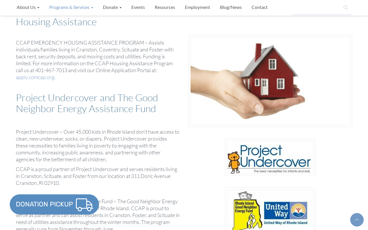 Rhode Island Donation Exchange website preview