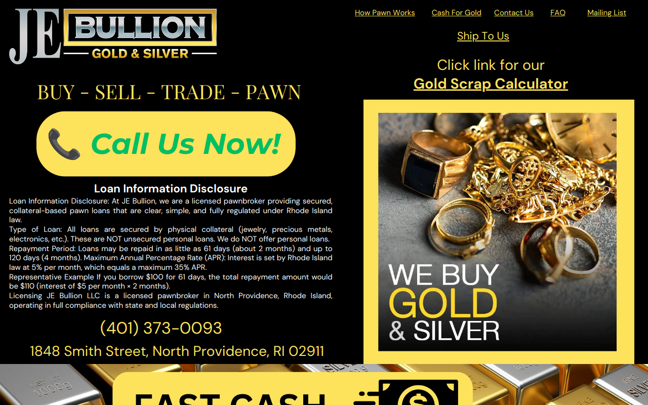 JE Bullion & Pawn website preview