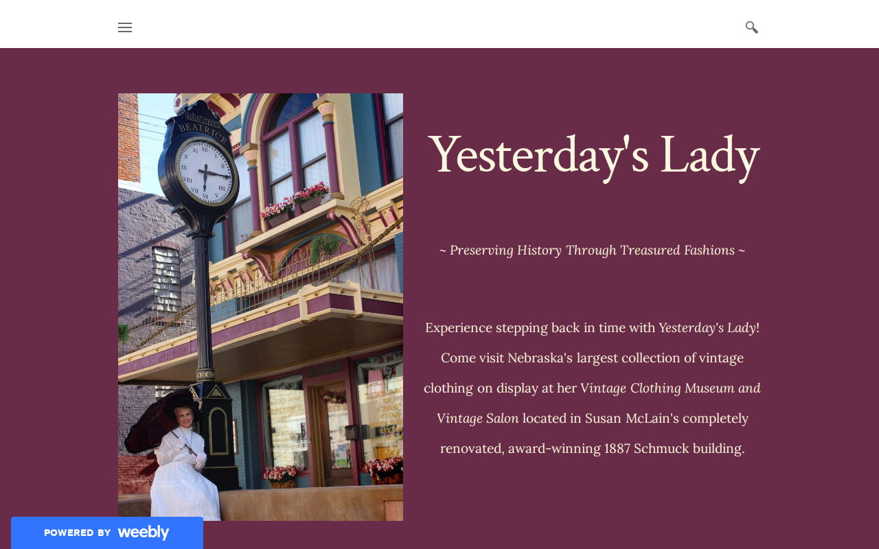 Yesterdays Lady website preview