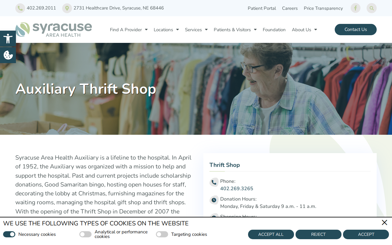 Syracuse Area Health Auxiliary Thrift Shop website preview