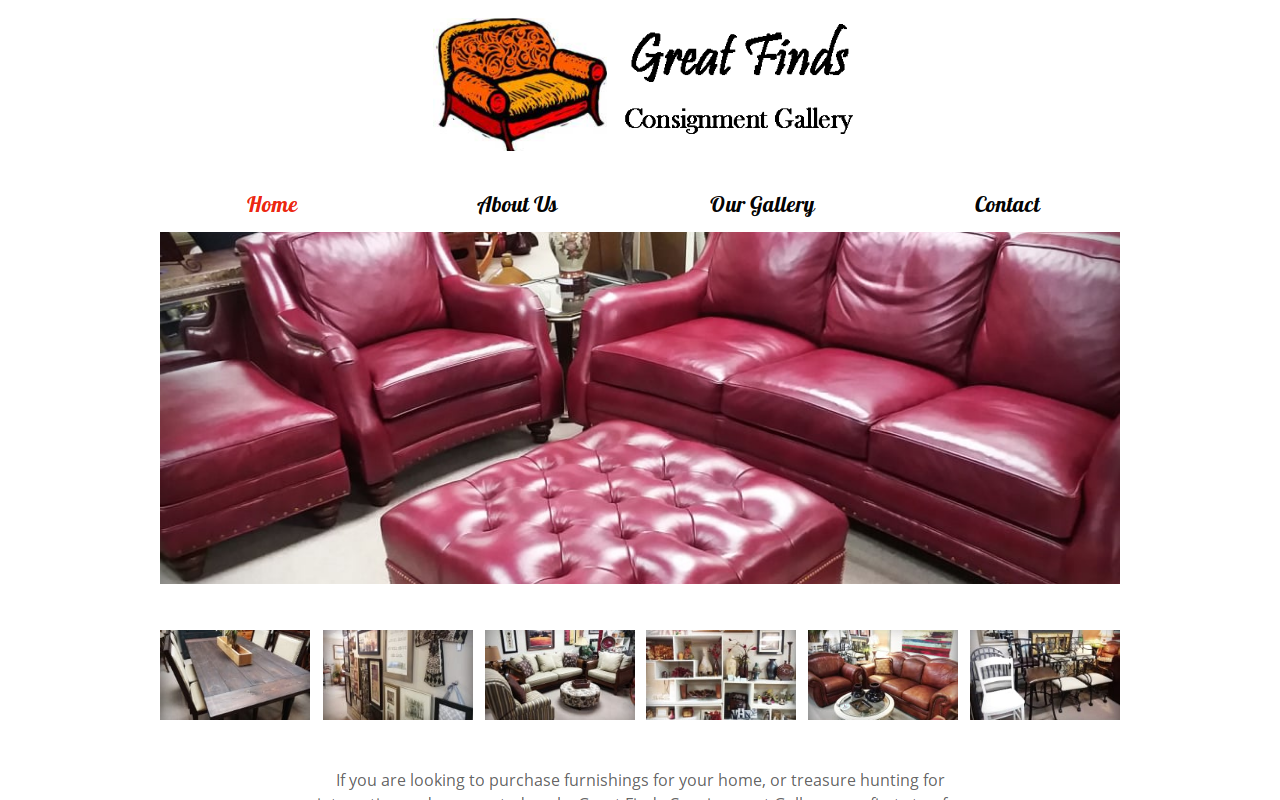 Great Finds Consignment Gallery website preview