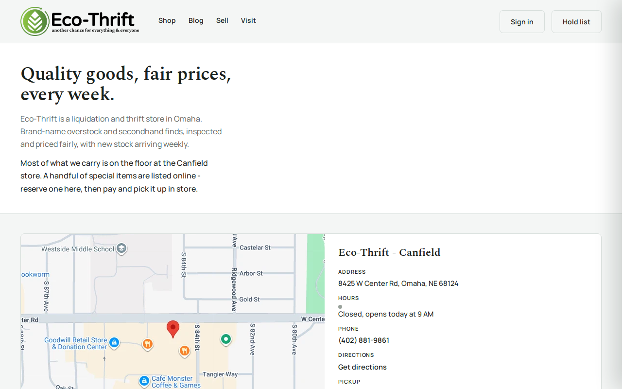 Eco-Thrift website preview