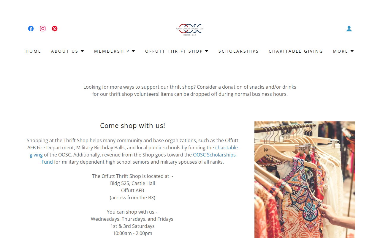 Offutt Thrift Shop website preview