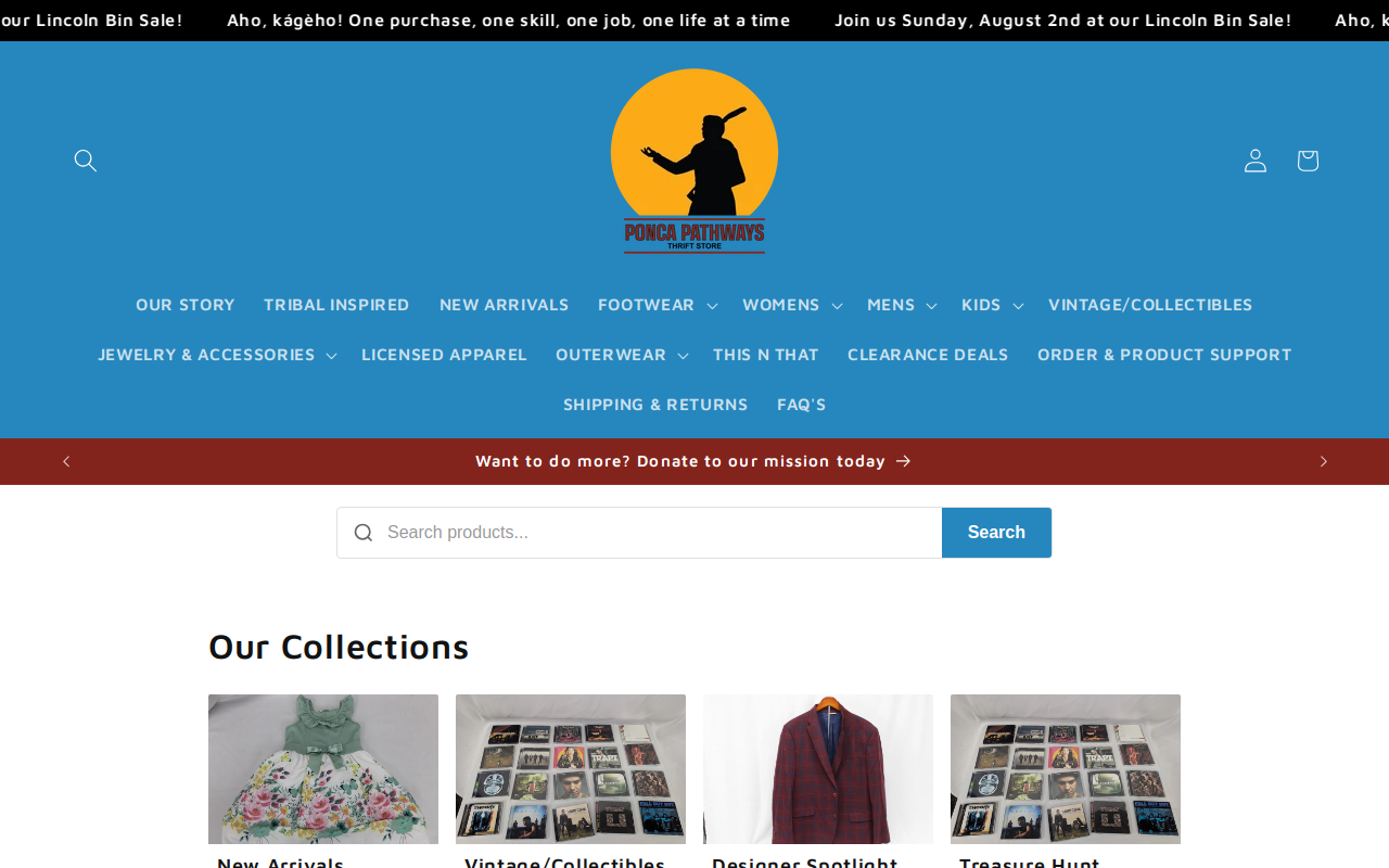 Ponca Pathways Thrift and Career Center website preview