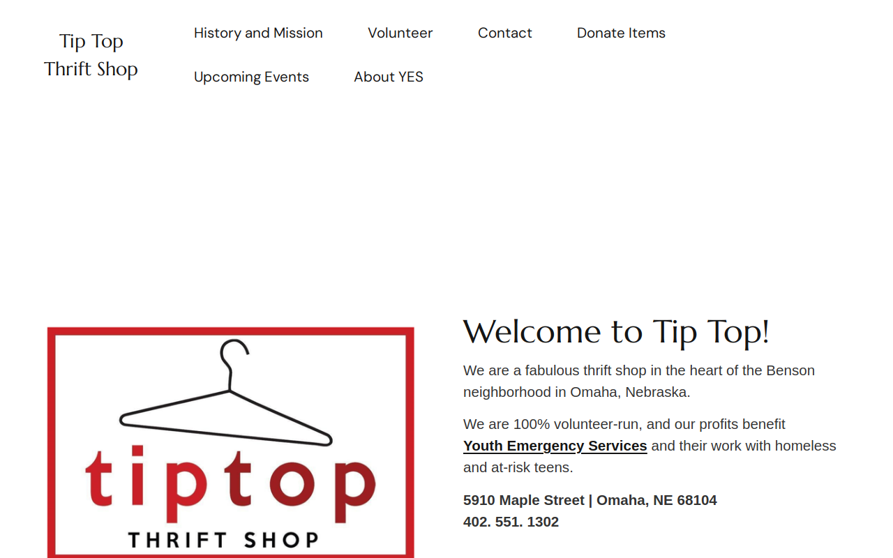 Tip Top Thrift Shop Inc website preview