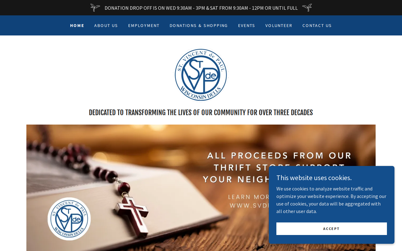 St. Vincent De Paul Wisconsin Dells website preview