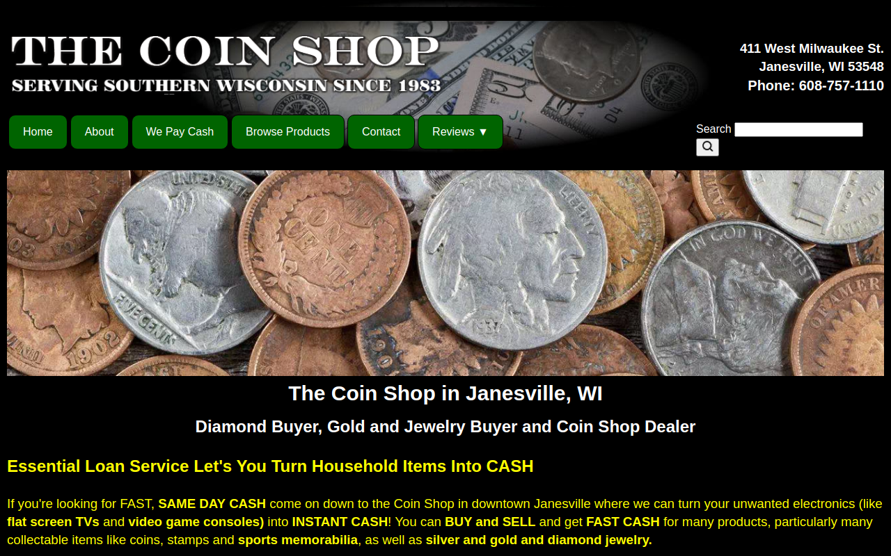 The Coin Shop website preview